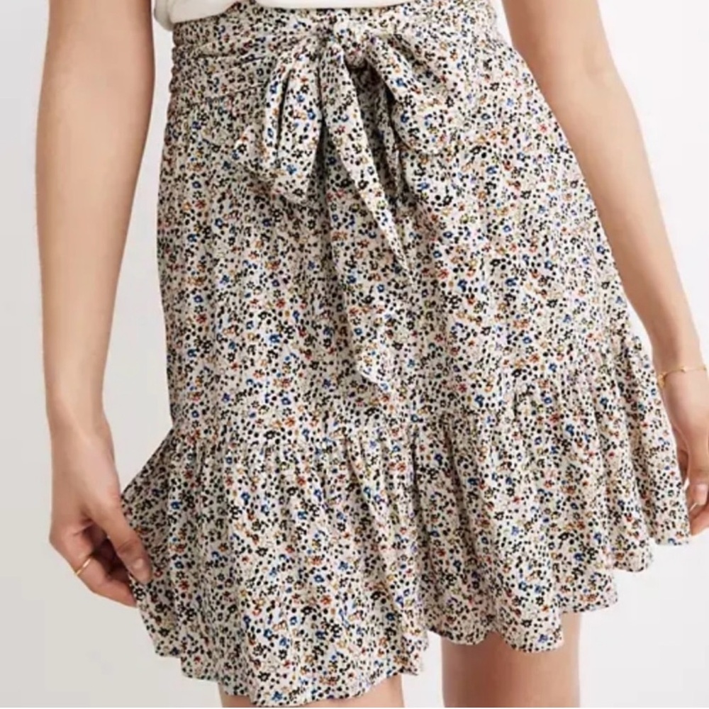 Madewell Women's Tie-Waist Tiered Mini Skirt Fieldwalk Floral Multicolor